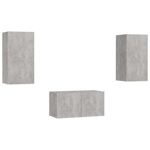 vidaXL Ensemble de meubles TV 3 pcs Gris b&eacute;ton Bois d'ing&eacute;nierie