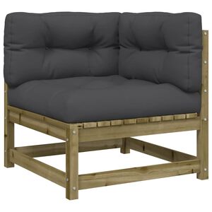 vidaXL Canap&eacute; d'angle de jardin avec coussins bois de pin impr&eacute;gn&eacute;