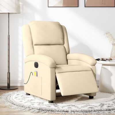 vidaXL Fauteuil inclinable de massage électrique crème tissu