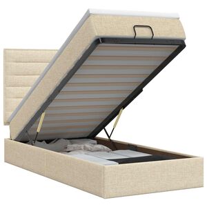 vidaXL Lit ottoman avec matelas Cr&egrave;me 90 x 190 cm Tissu