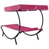 vidaXL Lit de repos d'ext&eacute;rieur avec auvent et oreiller rose