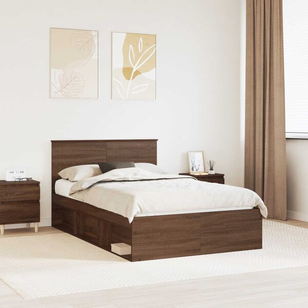 vidaXL Cadre de lit Ch&ecirc;ne brun 120 x 190 cm Bois d'ing&eacute;nierie