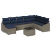 vidaXL Ensemble de canap&eacute; de jardin 8 pcs Gris et marine polyrotin