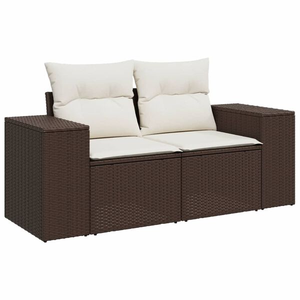 vidaXL Salon de jardin 8 pcs avec coussins marron résine tressée