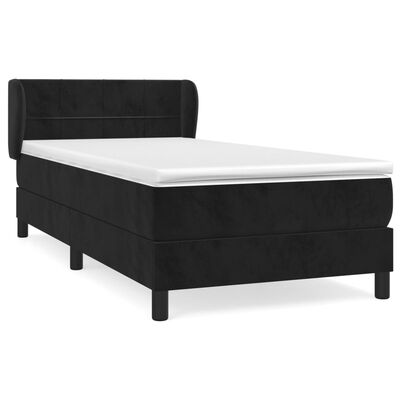 vidaXL Sommier à lattes de lit avec matelas Noir 90x200 cm Velours