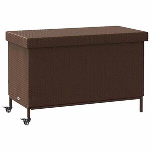vidaXL Bo&icirc;te de rangement de jardin et roues marron r&eacute;sine tress&eacute;e