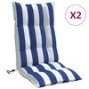 vidaXL Coussins de chaise &agrave; dossier haut lot de 2 rayures bleu/blanc