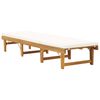 vidaXL Chaise longue pliable coussin Bois massif d'acacia Blanc cr&egrave;me
