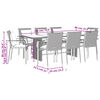 vidaXL Ensemble &agrave; manger de jardin 9pcs coussins noir r&eacute;sine tress&eacute;e