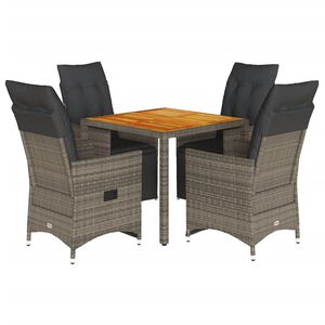 vidaXL Ensemble de bistro de jardin 5 pcs coussins gris poly rotin
