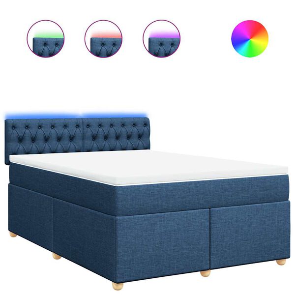 vidaXL Sommier &agrave; lattes de lit avec matelas Bleu 140x190 cm Tissu