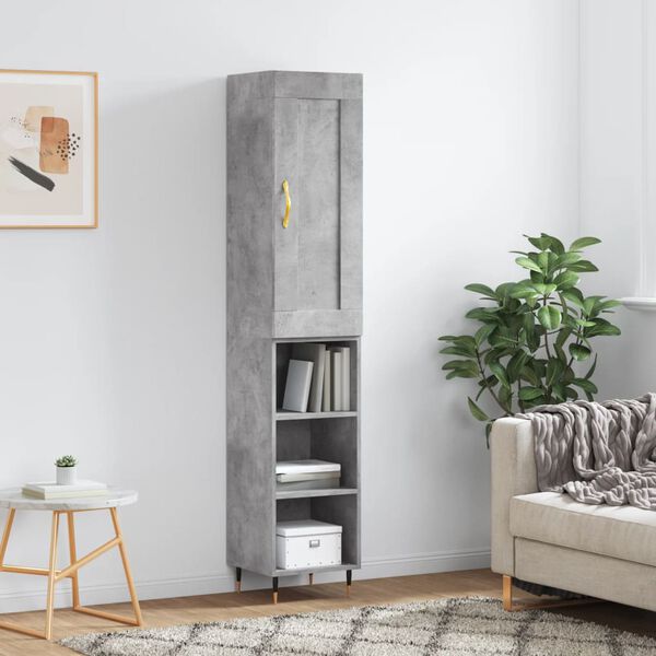 vidaXL Buffet haut Gris b&eacute;ton 34,5x34x180 cm Bois d'ing&eacute;nierie