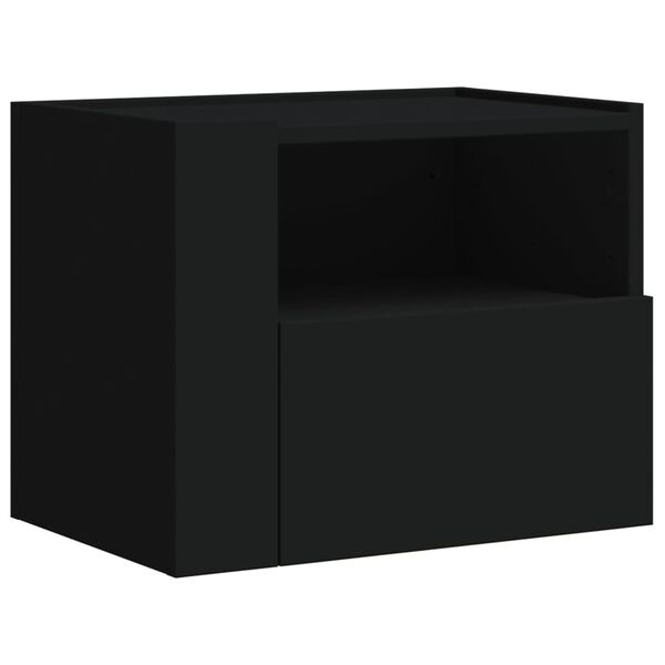 vidaXL Table de chevet murale noir 45x30x35 cm