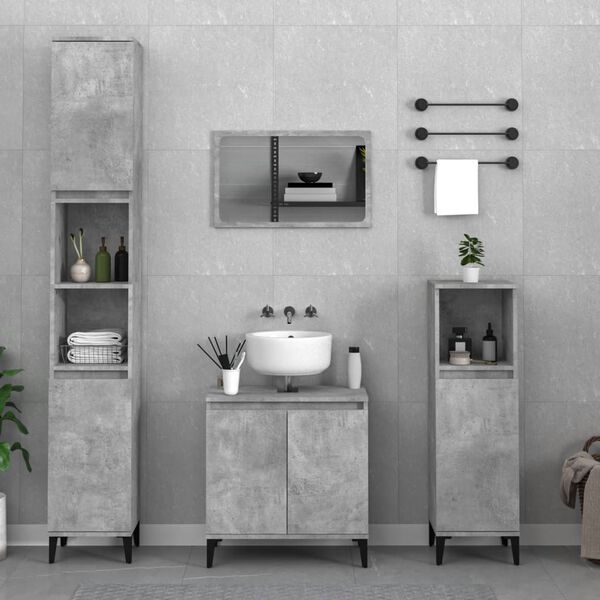 vidaXL Ensemble de meubles de salle de bain 2 pcs gris b&eacute;ton
