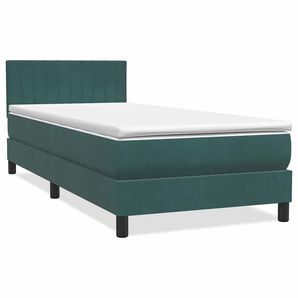 vidaXL Sommier &agrave; lattes de lit et matelas et LED vert fonc&eacute; 100x210cm velours