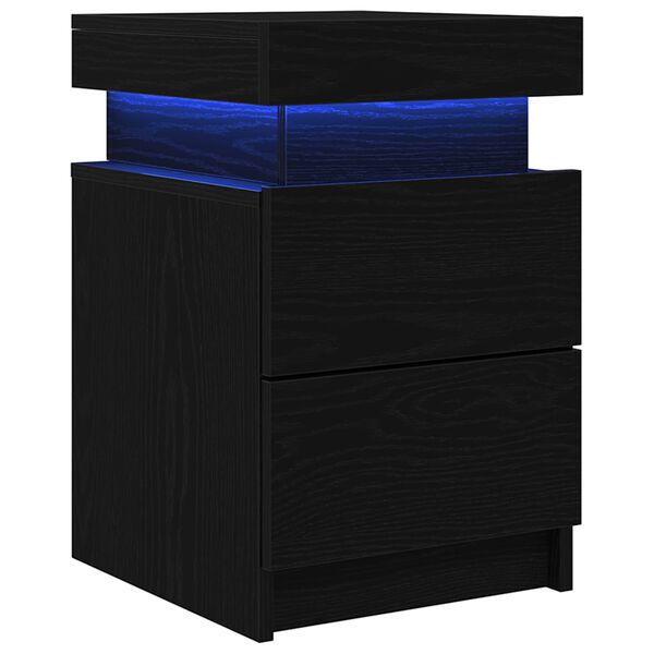 vidaXL Cabinet de chevet avec tiroir 2 pcs Ch&ecirc;ne noir 35 x 39 x 55 cm