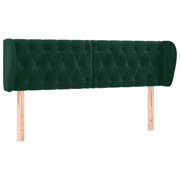 vidaXL T&ecirc;te de lit avec oreilles Vert fonc&eacute; 147x23x78/88 cm Velours