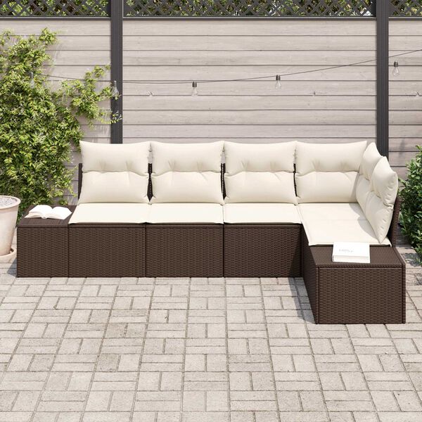 vidaXL Ensemble de canap&eacute; de jardin 5 pcs Marron polyrotin