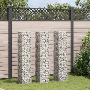 vidaXL Lits sur&eacute;lev&eacute;s en gabion 3 pcs 30x30x150 cm Fer