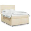 vidaXL Sommier &agrave; lattes de lit avec matelas Cr&egrave;me 140x200 cm Tissu