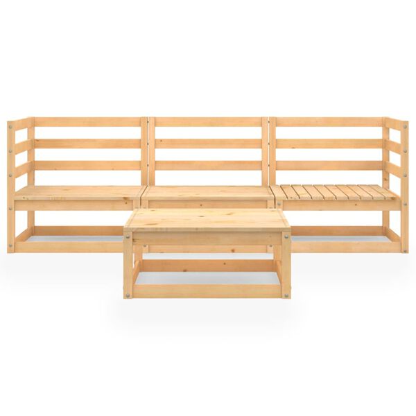 vidaXL Salon de jardin 4 pcs bois de pin massif