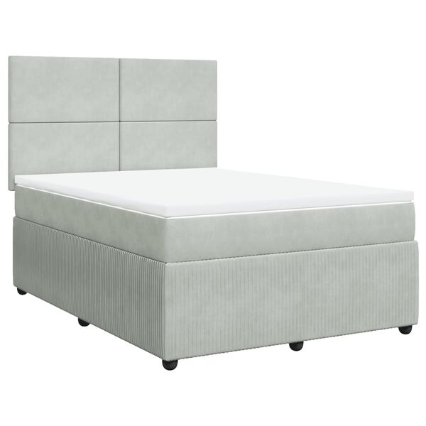 vidaXL Sommier &agrave; lattes de lit et matelas Gris clair 140x190cm Velours