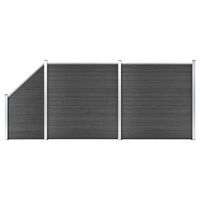 vidaXL Ensemble de panneau de clôture WPC 446x(105-186) cm Noir