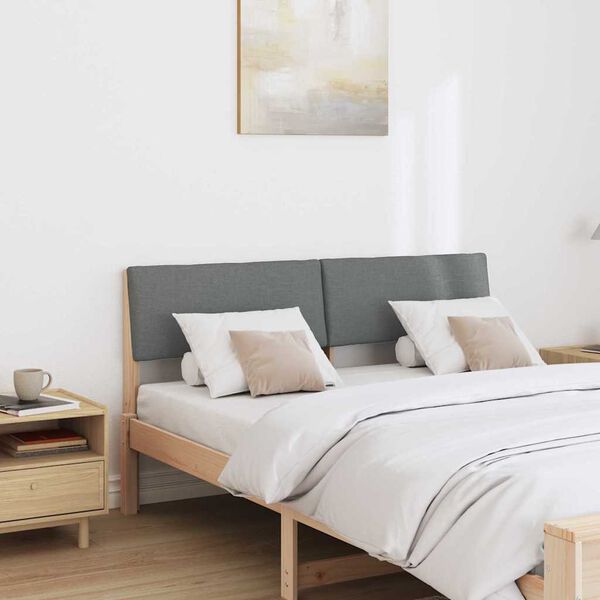 vidaXL T&ecirc;te de lit capitonn&eacute;e Gris fonc&eacute; 140 cm Pin massif