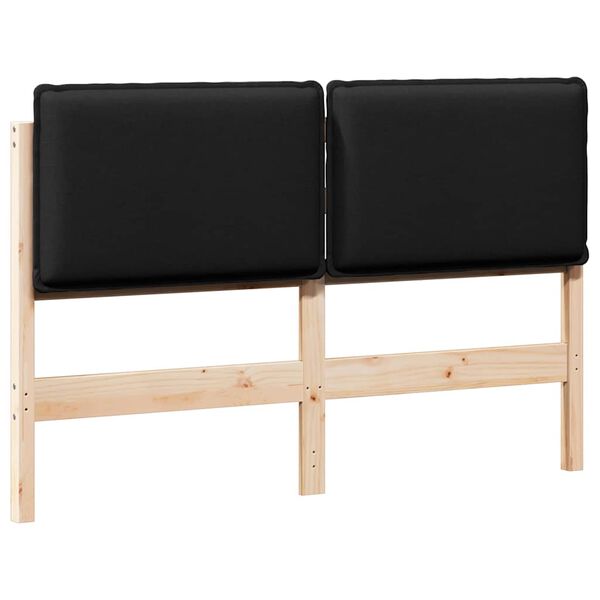 vidaXL T&ecirc;te de lit capitonn&eacute;e Naturel et Noir 135 cm Pin massif