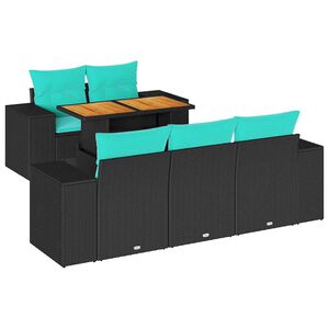 vidaXL Salon de jardin 6 pcs avec coussins noir r&eacute;sine tress&eacute;e