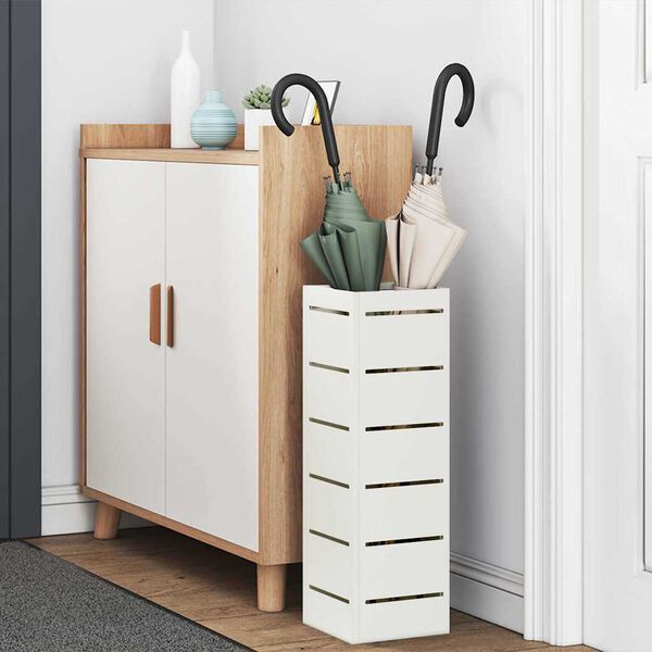 vidaXL Porte-parapluie Blanc 15,5 x 15,5 x 49 cm Métal