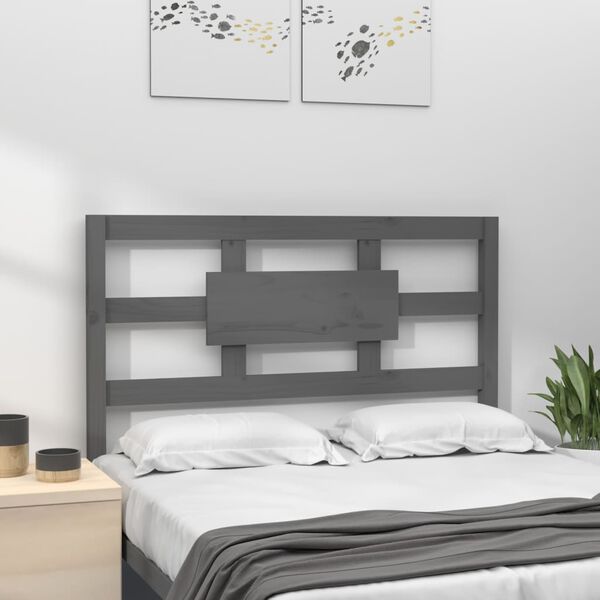vidaXL T&ecirc;te de lit Gris 95,5x4x100 cm Bois massif de pin