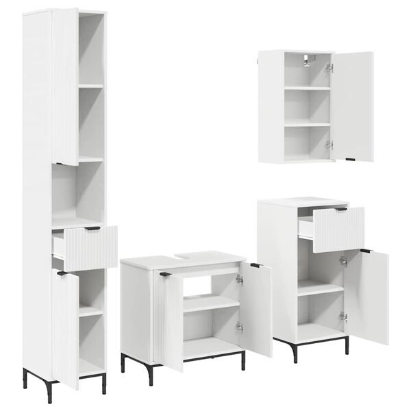 vidaXL Ensemble de mobilier de salle de bain avec tiroir Blanc