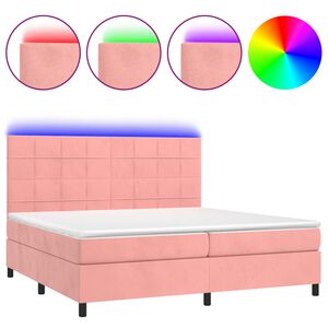 vidaXL Sommier &agrave; lattes de lit matelas LED Rose 200x200 cm Velours