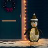 vidaXL D&eacute;coration de No&euml;l pingouin &agrave; LED Tissu de luxe 120 cm