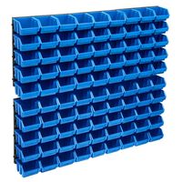 vidaXL Kit de bacs de stockage et panneaux muraux 96 pcs Bleu et noir