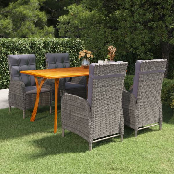 vidaXL Ensemble &agrave; manger de jardin 5 pcs Gris
