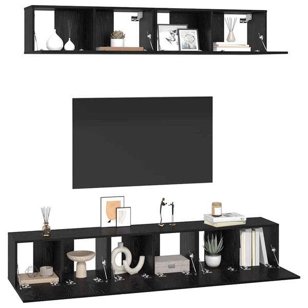 vidaXL Ensemble meuble TV 5 pcs Ch&ecirc;ne noir Bois d'ing&eacute;nierie