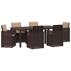 vidaXL Ensemble de salle &agrave; manger pour jardin 7 pcs Marron et taupe PP