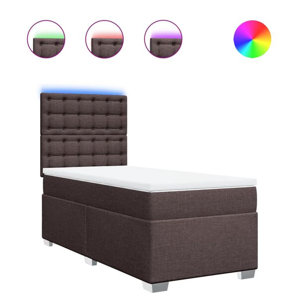 vidaXL Sommier &agrave; lattes de lit avec matelas Marron fonc&eacute; 90x200 cm