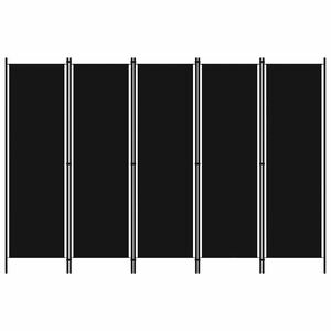 vidaXL Cloison de s&eacute;paration 5 panneaux Noir 250x180 cm