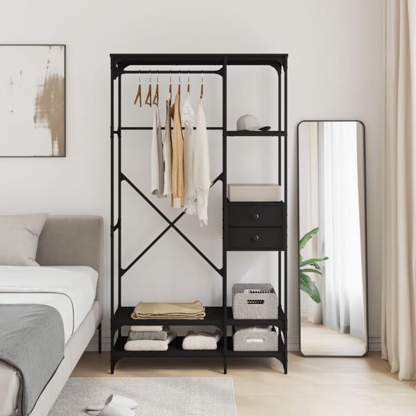 vidaXL Armoire &agrave; tiroirs noir 100x40x180 cm bois d'ing&eacute;nierie