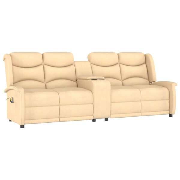 vidaXL Fauteuil de massage inclinable et porte-gobelet 4 places cr&egrave;me
