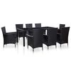 vidaXL Ensemble &agrave; d&icirc;ner d'ext&eacute;rieur 9 pcs R&eacute;sine tress&eacute;e Noir