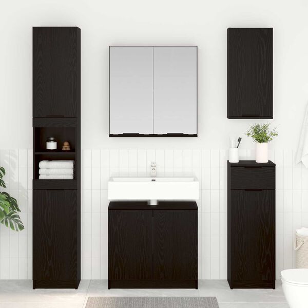 vidaXL Ensemble de mobilier de salle de bain 5 pcs Chêne noir