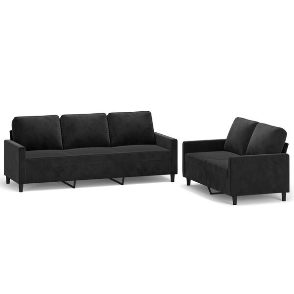 vidaXL Ensemble de canap&eacute;s 2 pcs avec coussins Noir Velours