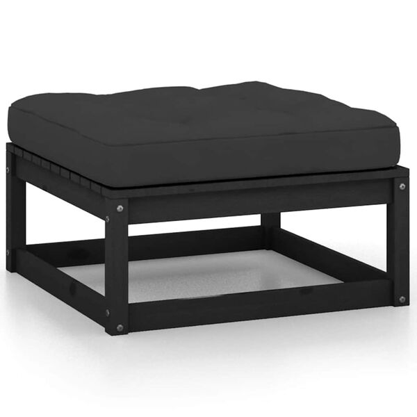 vidaXL Salon de jardin 2 pcs avec coussins Noir Bois de pin massif