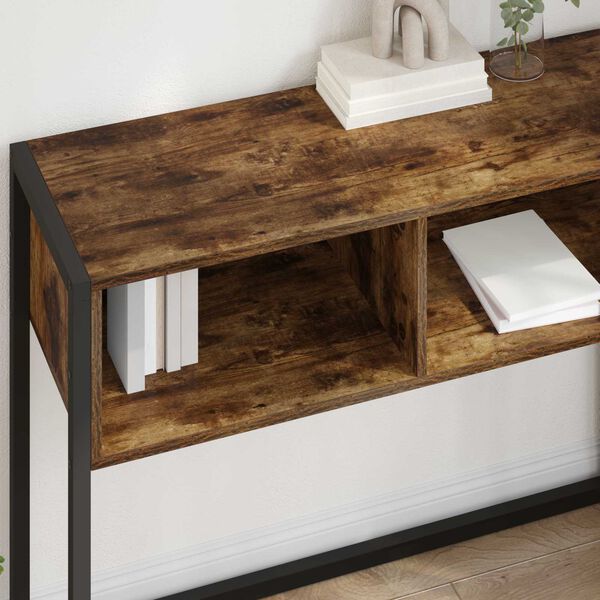 vidaXL Table d'appoint Ch&ecirc;ne Fum&eacute; 100 x 36 x 75 cm Bois d'ing&eacute;nierie