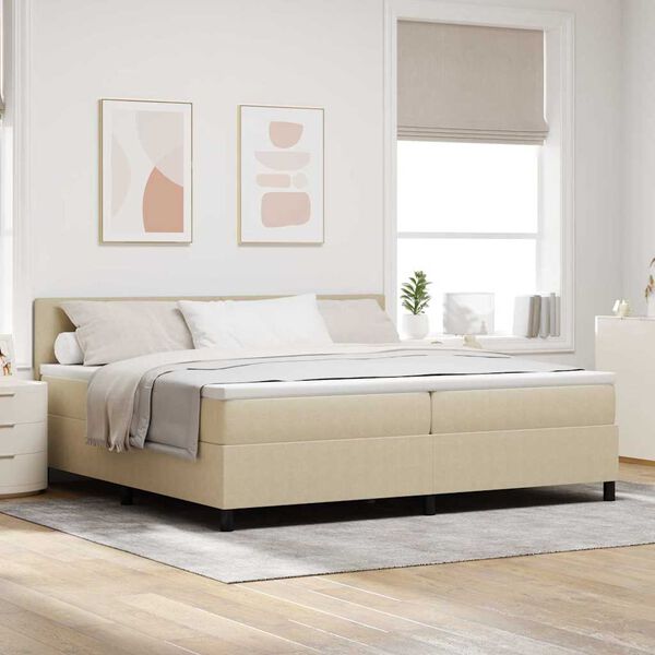 vidaXL Lit &agrave; ressorts Gris clair et blanc 200 x 200 cm