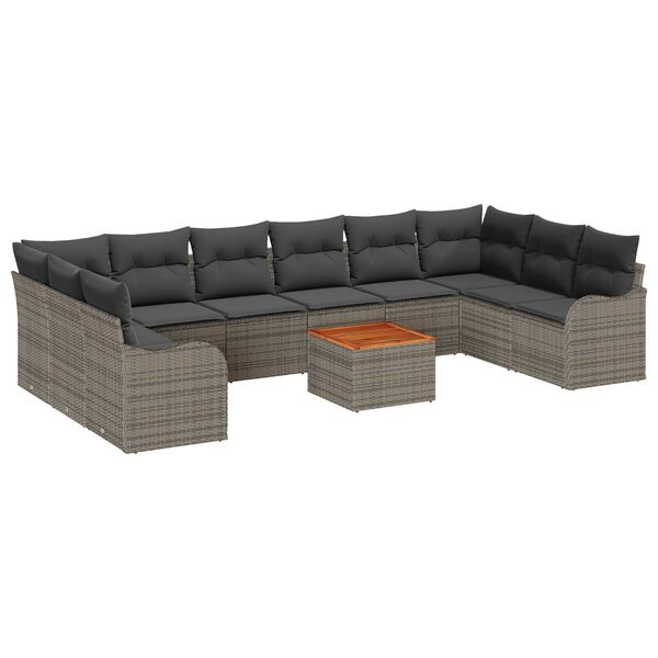 vidaXL Ensemble de canap&eacute; de jardin 11 pcs Gris polyrotin